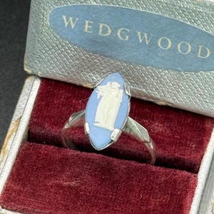 Vintage Wedgwood Silver ring Jasperware Porcelain Hallmarked Made in England Solid Silver Ladies Gift for women Birthday