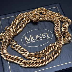 Vintage Monet-ketting voor dames Goudkleurige kinketting Chunky Signed Branded Cadeau voor haar Cadeau voor verjaardag Valentijnscadeau Kerstmis