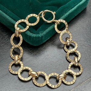 Antique Vintage bracelet Rolled Rose Gold chain Flat link Women Birthday Gift