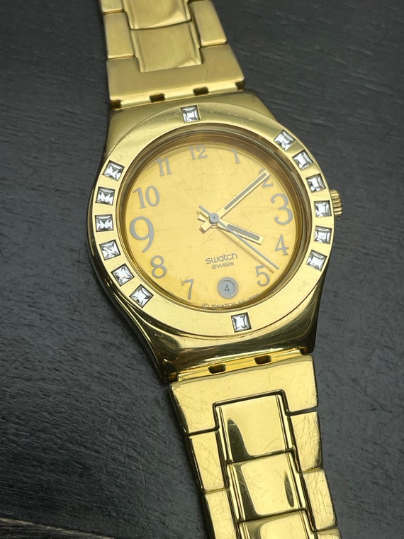 Vintage Swatch Irony Swiss  Wrist watch Rare Gold… - image 3