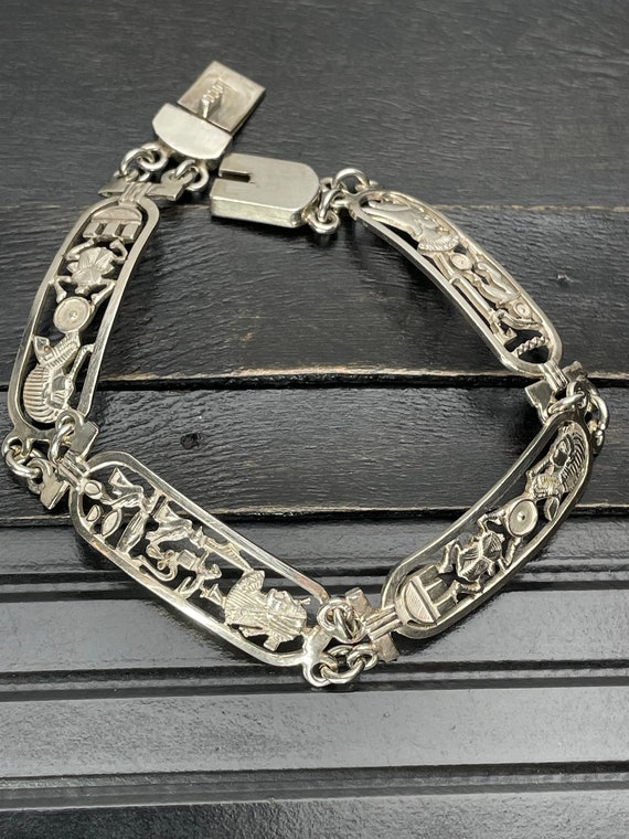 Silver Egyptian  bracelet Egyptian revival  Solid… - image 6