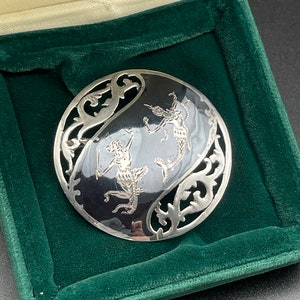 Vintage Siam Silber Brosche Thai Große Sterling Silber Brosche für Frauen Geschenk für sie Geschenk für Geburtstag Vintage Geschenk