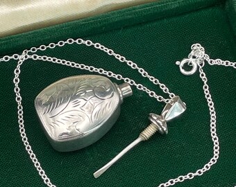 ヴィンテージ 925 スターリングシルバー 香水瓶ペンダントネックレス