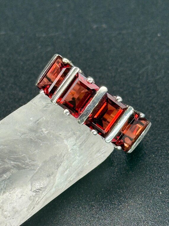 Vintage Garnet Gems Solid Sterling Silver ring Fo… - image 15