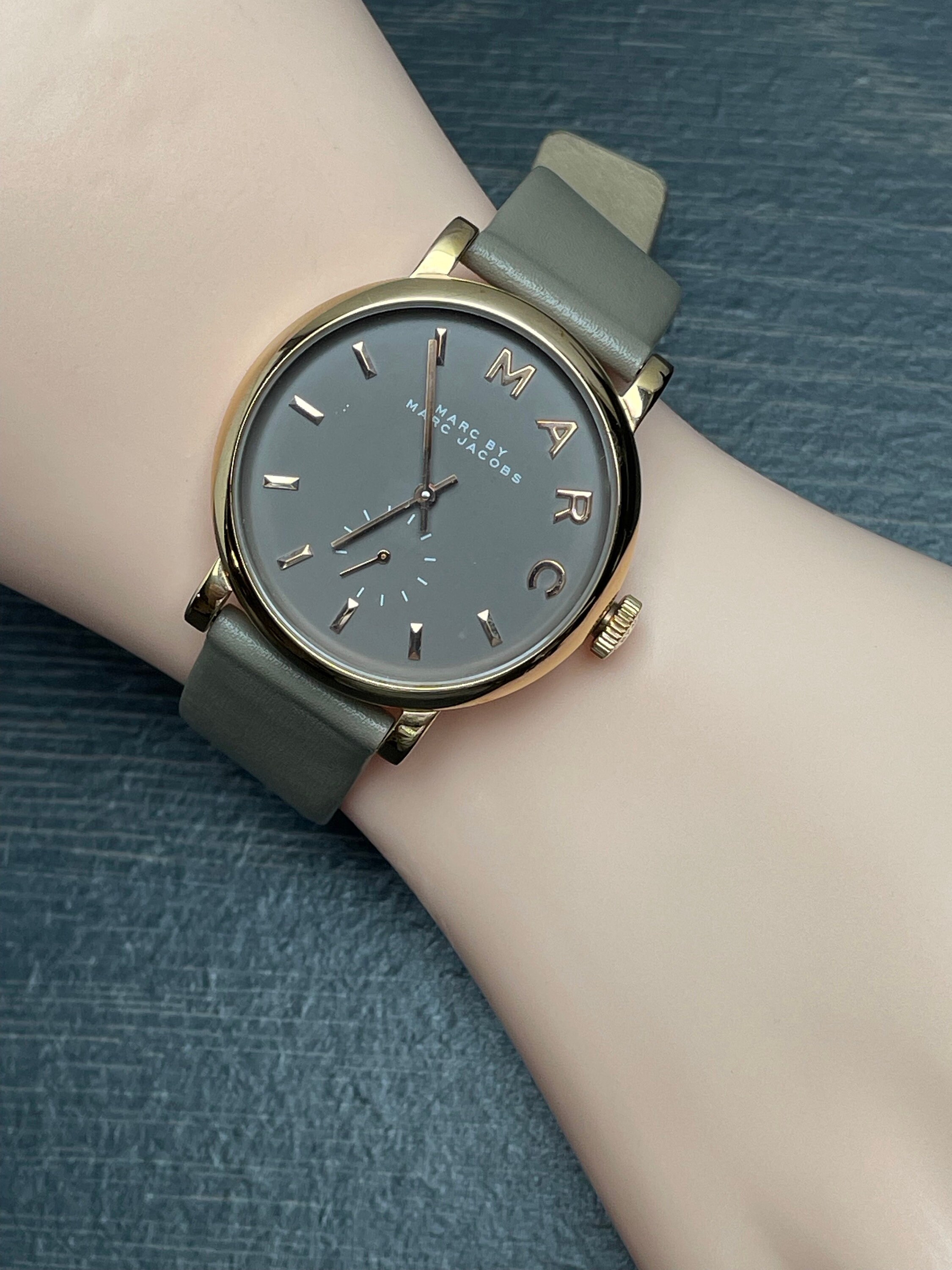 Vintage Marc Jacobs Rose Gold Watch, Beige Leather Band 
