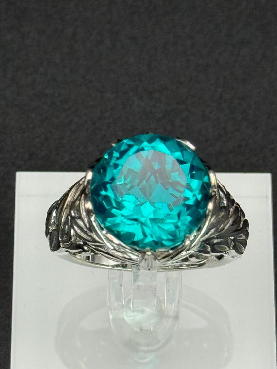 Silver ring Statement Hallmarked Solid Silver Lar… - image 5