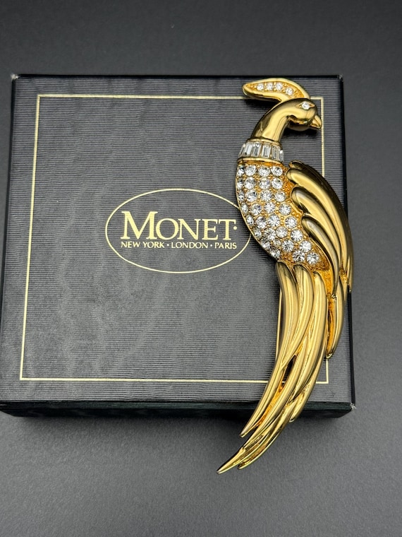 Vintage Monet Brooch Gold Tone Signed 1980s Very Rare  display picture 2