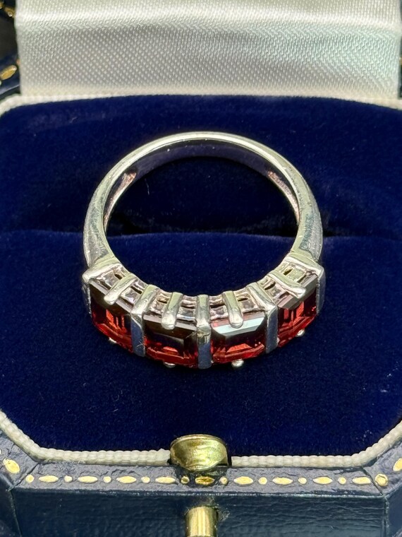 Vintage Garnet Gems Solid Sterling Silver ring Fo… - image 5