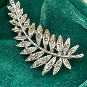 Vintage brooch Marcasites  Silver tone Circa 50s Sparkling Gemstones Gift for her Gift for Mother Gift for women