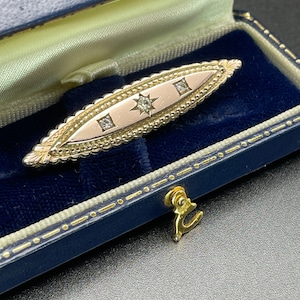 Antique Sweetheart  Rolled Rose gold Pin brooch Paste Victorian Bar brooch For ladies For women Gift for Birthday