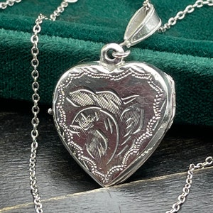 Vintage Antique Double locket Silver Hand engraved Double sided carved For women Gift for her Birthday