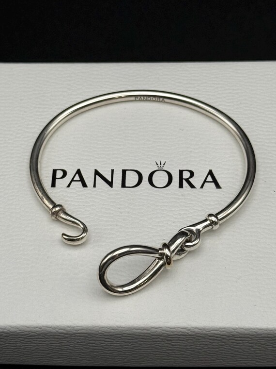 Sterling silver Pandora bangle Solid silver brace… - image 7