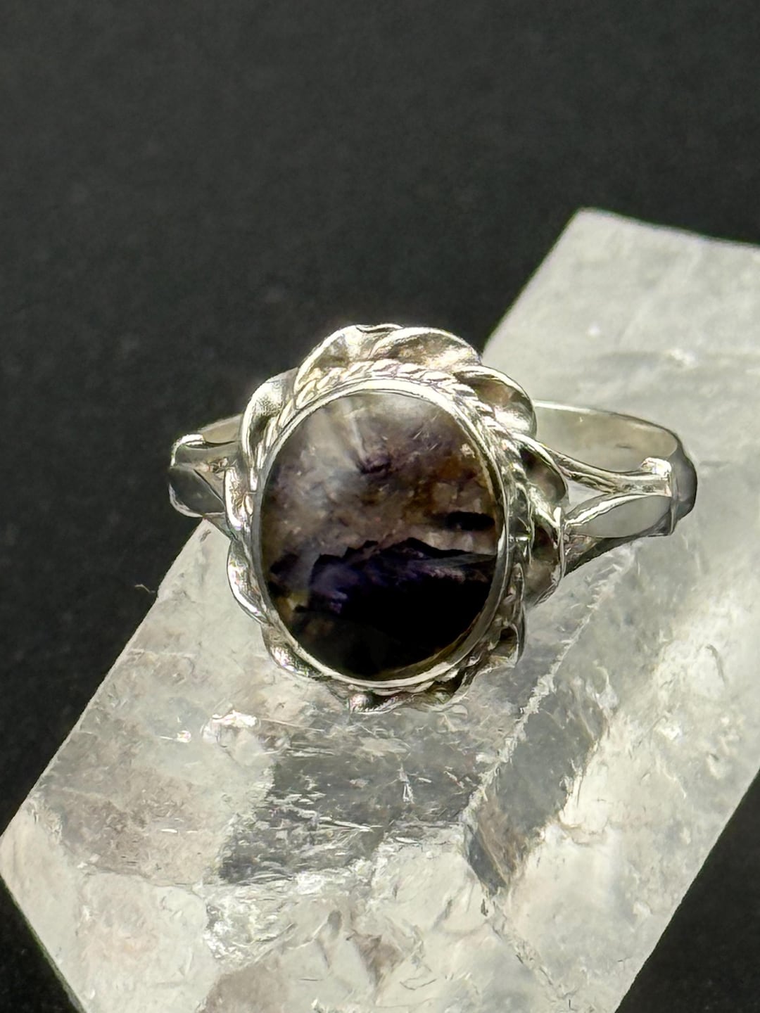 Vintage Blue John Ring Sterling Silver Rare Gemstone for Women Hallmark ...