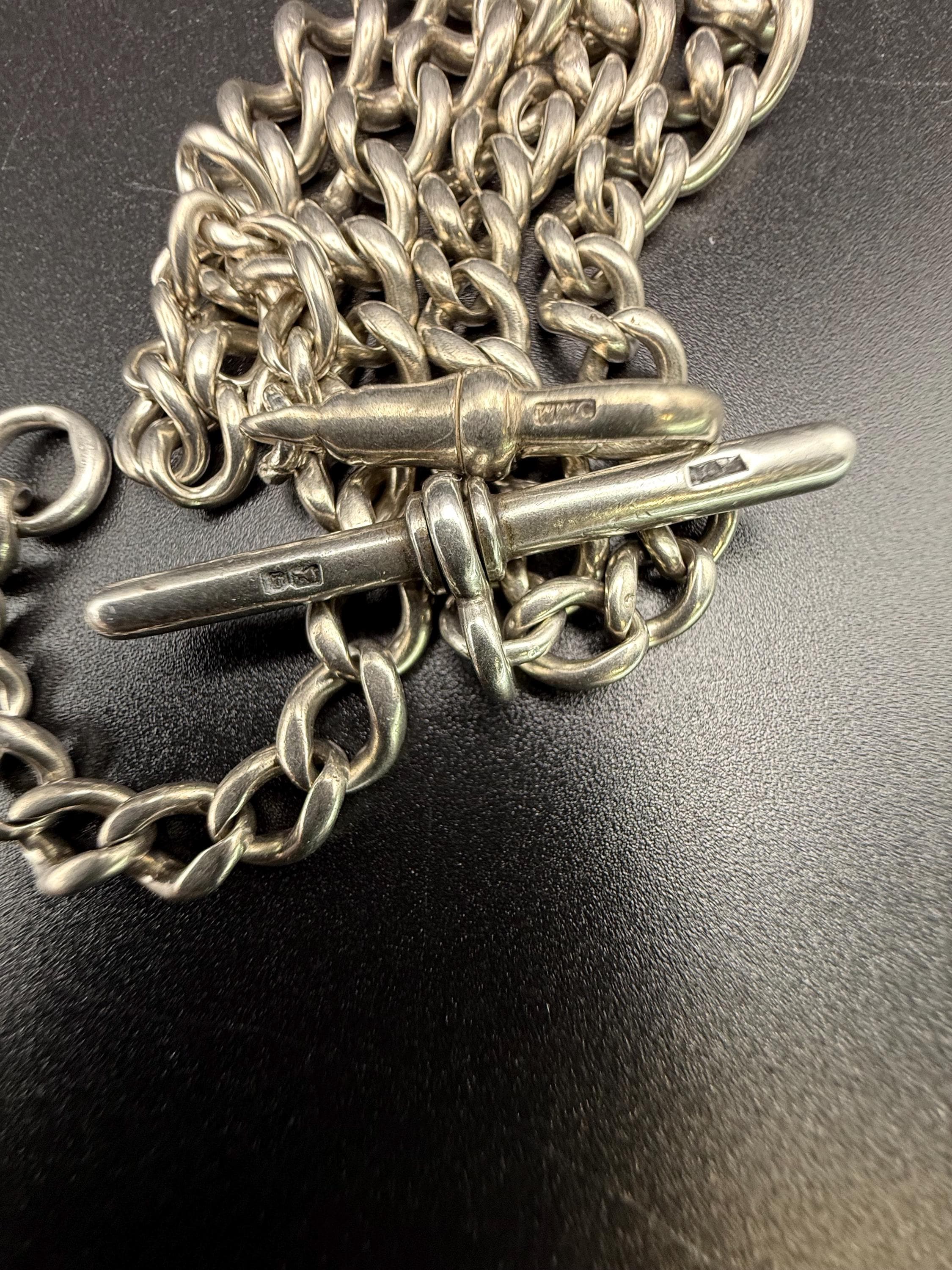 Antique Sterling Silver Albert Watch Chain Necklace Victorian
