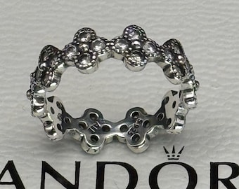Vintage Pandora Sterling Silver Ring, Rosa Kubisk Zirkonia,