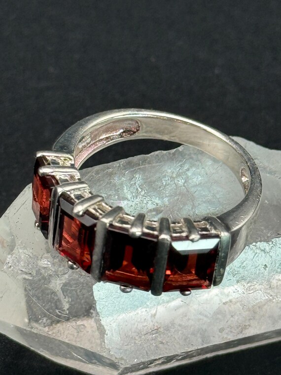 Vintage Garnet Gems Solid Sterling Silver ring Fo… - image 16