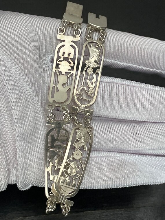 Silver Egyptian  bracelet Egyptian revival  Solid… - image 5