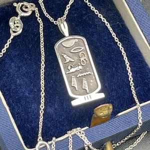 Vintage Egyptian Sterling Silver Cartouche meaning Caroline Hieroglyphs Solid silver Gift for her Gift  For birthday