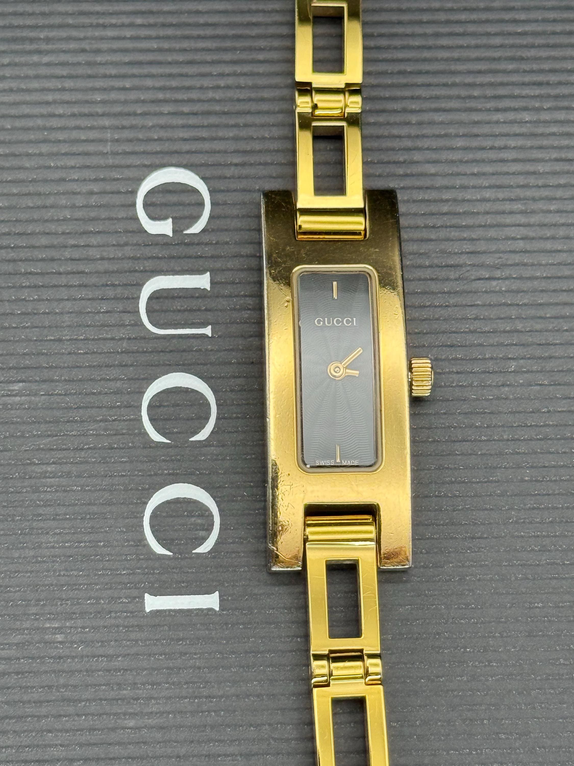 Vintage Authentic Gucci Wrist Watch Gold Plated Stainless Swiss