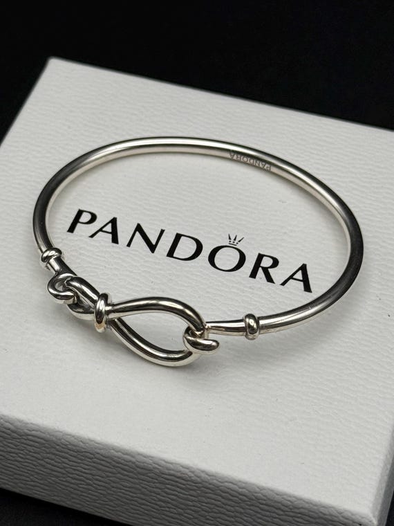 Sterling silver Pandora bangle Solid silver brace… - image 1