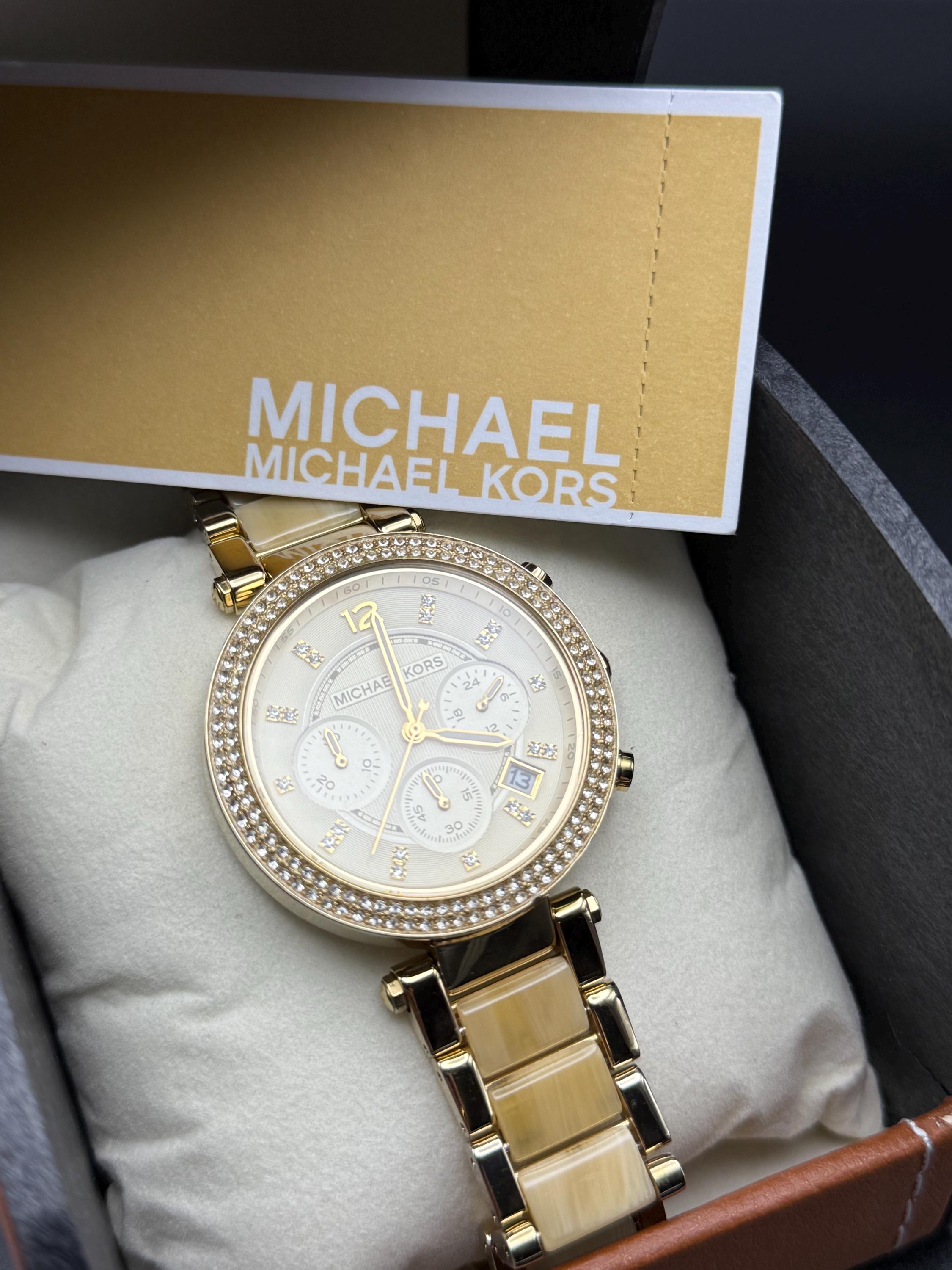 ???Authentic mk golden watch!!!??? Vintage Michael Kors Gold Plated Chronograph Crystal Face  main image 4