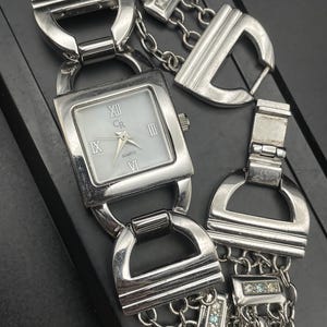 Vintage Wrist watch Solid silver Japan Ladies Women Diamonds Topaz gemstones Quartz Movement Serviced