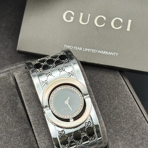 Vintage Gucci Ladies Logo Black Dial Watch Stainless Steel  display picture 1