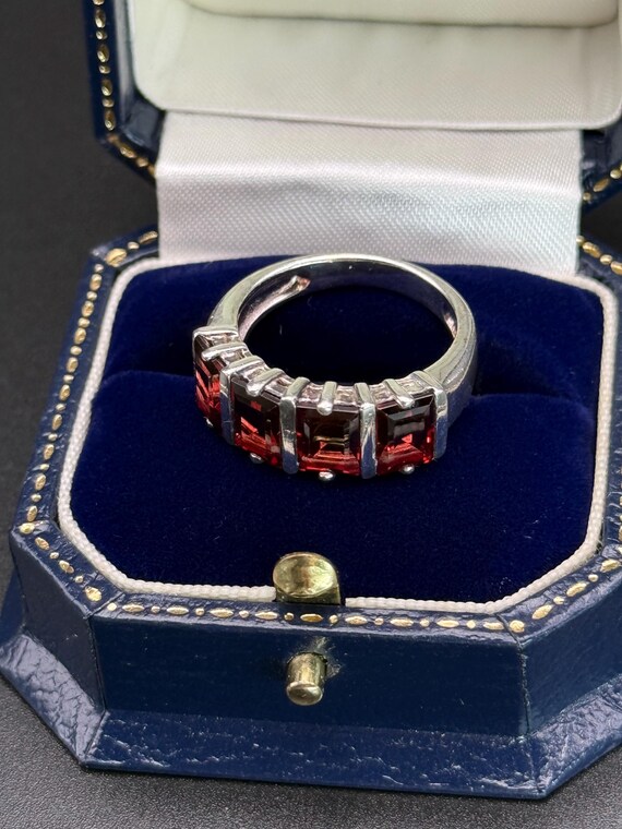Vintage Garnet Gems Solid Sterling Silver ring Fo… - image 3
