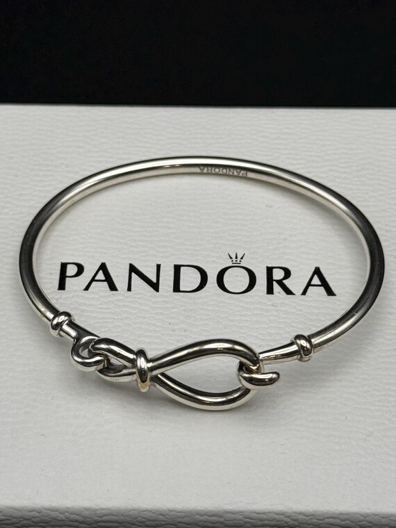 Sterling silver Pandora bangle Solid silver brace… - image 10