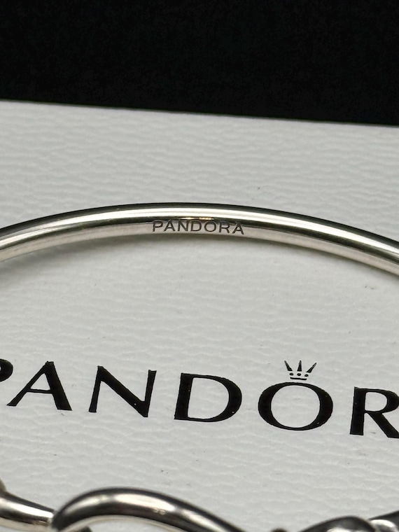 Sterling silver Pandora bangle Solid silver brace… - image 3