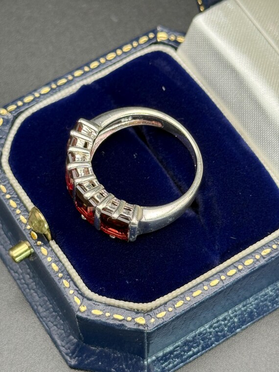 Vintage Garnet Gems Solid Sterling Silver ring Fo… - image 6