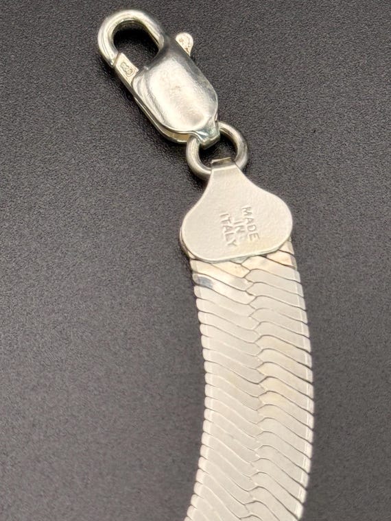 Vintage Solid silver Snake chain bracelet For wom… - image 9