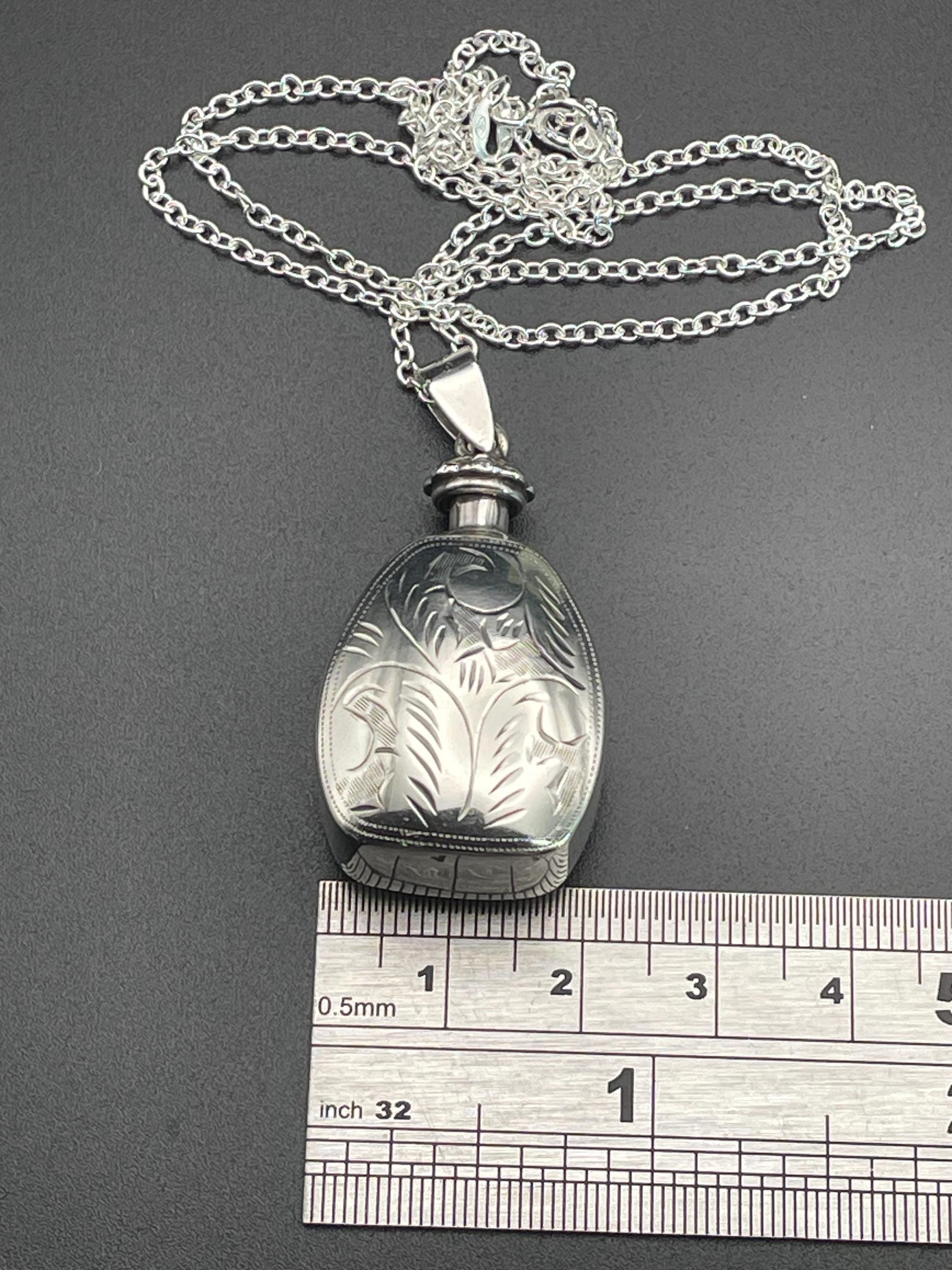 ヴィンテージ 925 スターリングシルバー 香水瓶ペンダントネックレス