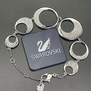 Swarovski bracelet Clear Crystals Silver tone Rodium plated Luxury Ornate Adjustable length Ladies Women Gift Wedding