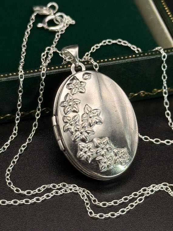 Collier Argent Massif Gros Pendentif Femme Beau Collier Chaine