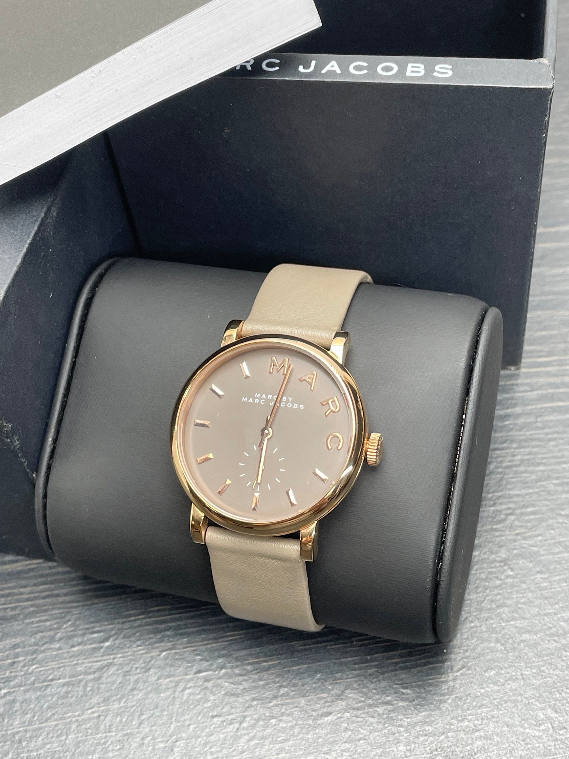 Vintage Marc Jacobs Rose Gold Watch, Beige Leather Band 