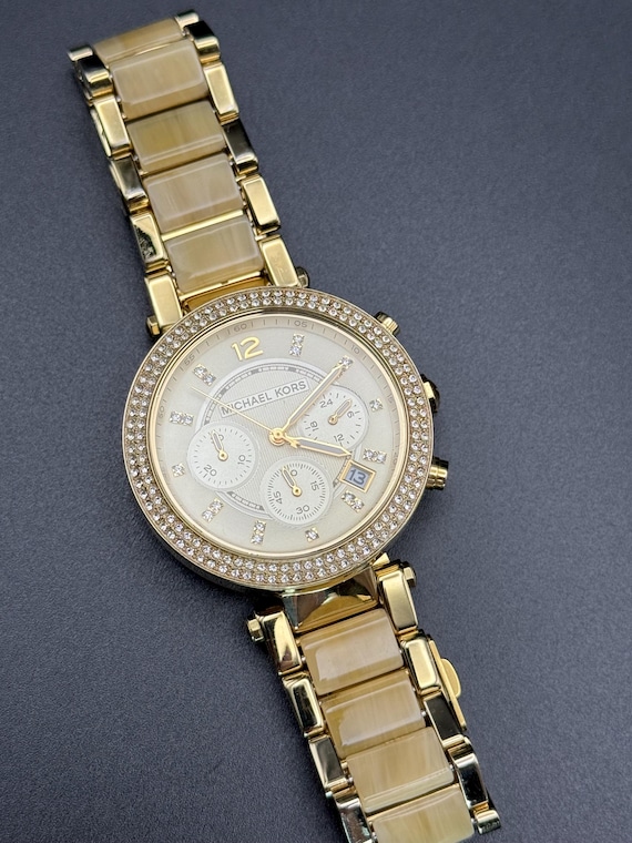 Vintage Michael Kors Gold Plated Chronograph Crystal Face  display picture 1