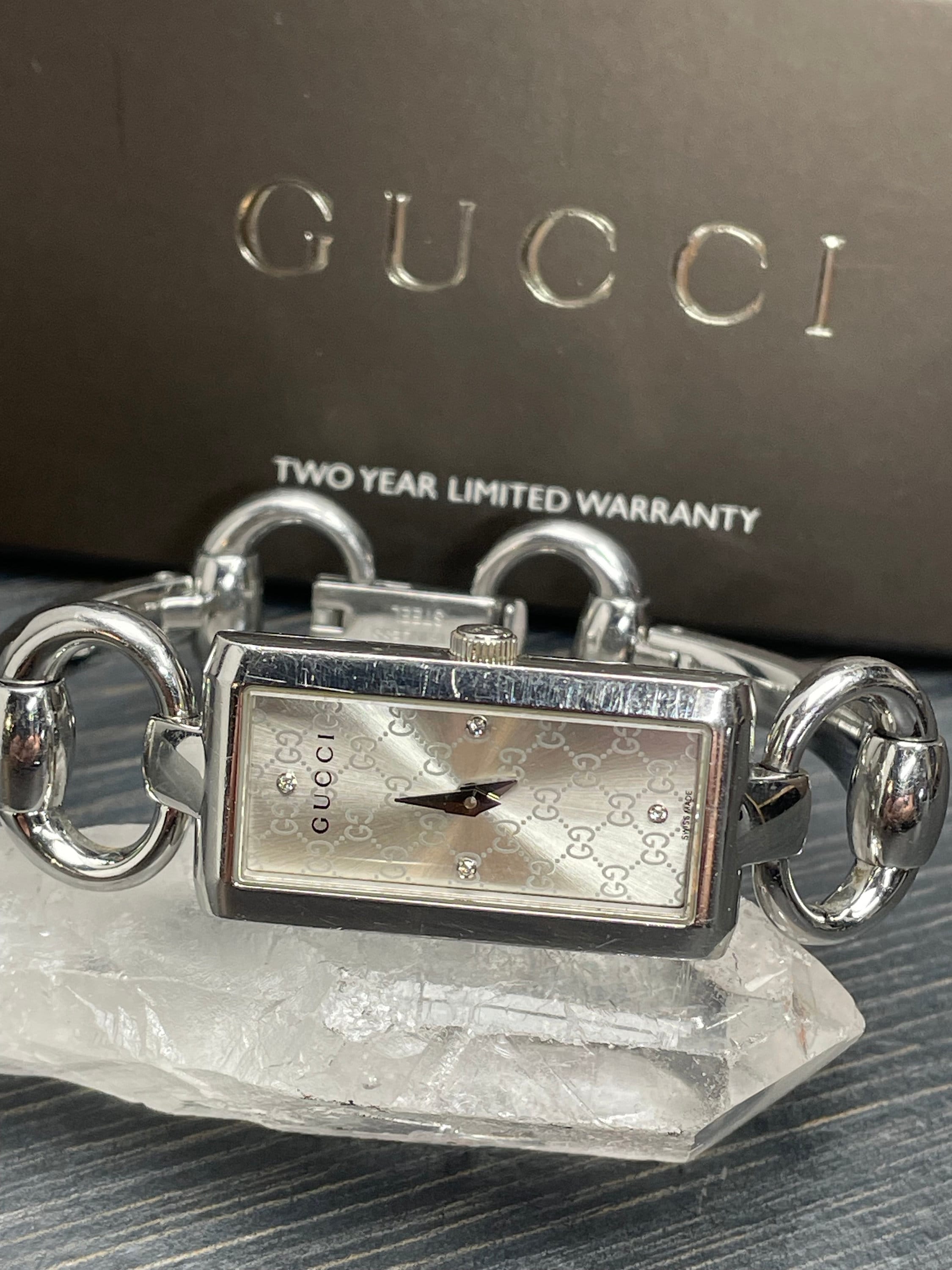 Vintage Gucci Tornabuoni Diamond Watch, Stainless Steel Bangle - Etsy