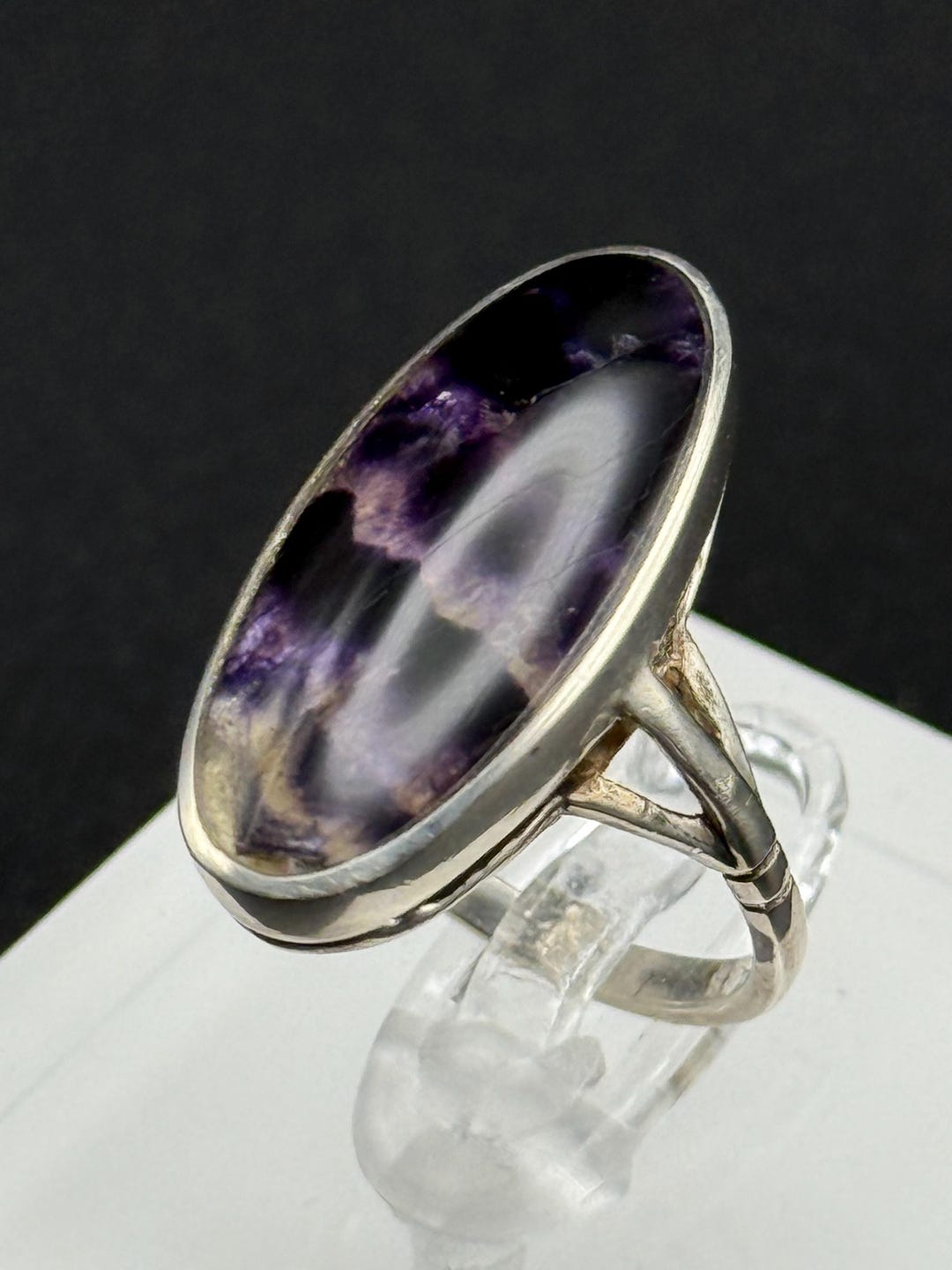 Vintage Blue John Sterling Silver Ring: Rare Gemstone Cocktail ...