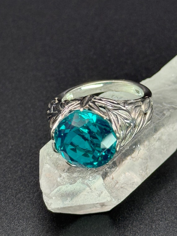 Silver ring Statement Hallmarked Solid Silver Lar… - image 6