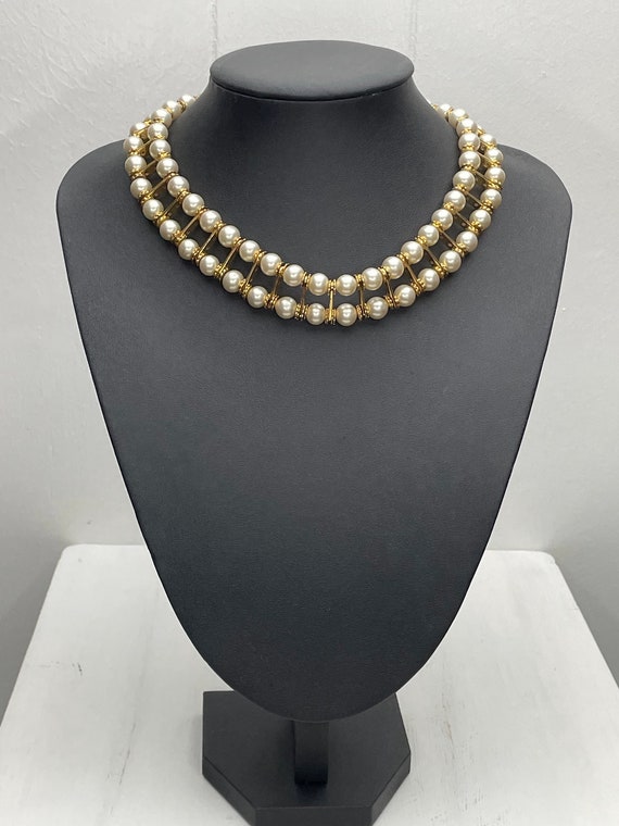 Vintage Pearl necklace Women Creamy pearls Double… - image 2