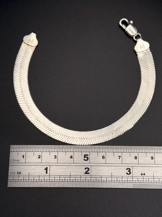 Vintage Solid silver Snake chain bracelet For wom… - image 7