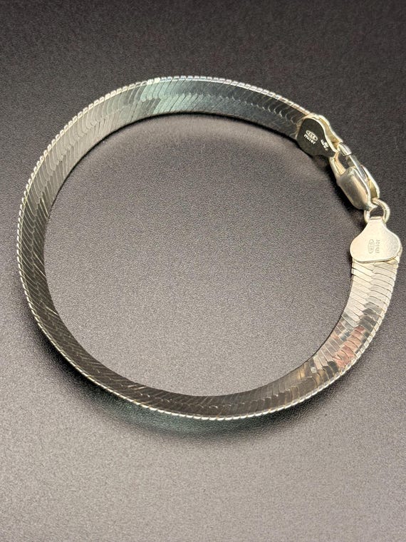 Vintage Solid silver Snake chain bracelet For wom… - image 3