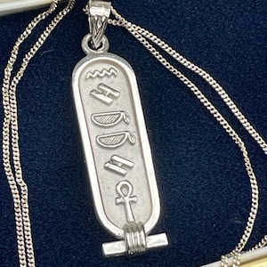 Vintage Egyptian Silver Cartouche Hieroglyphs Symbol Solid silver For women Gift