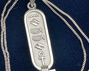 エジプト象形文字ペンダント シルバー両面エジプト象形文字カルトゥーシュペンダント、エジプト