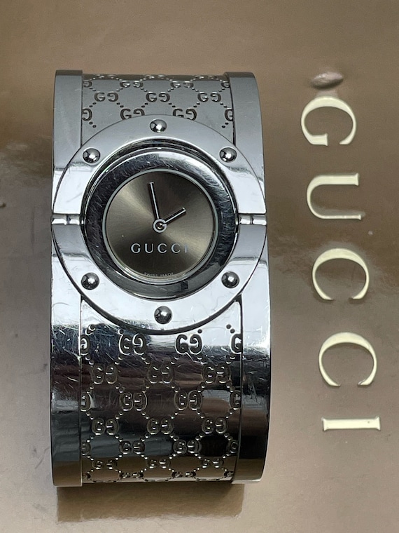 Vintage Gucci Twirl Gold Dial Watch for Women Ladies Silver Tone Large Bangle Perfect Condition Checked Woking Boxed Gift for Her Etsy Australia