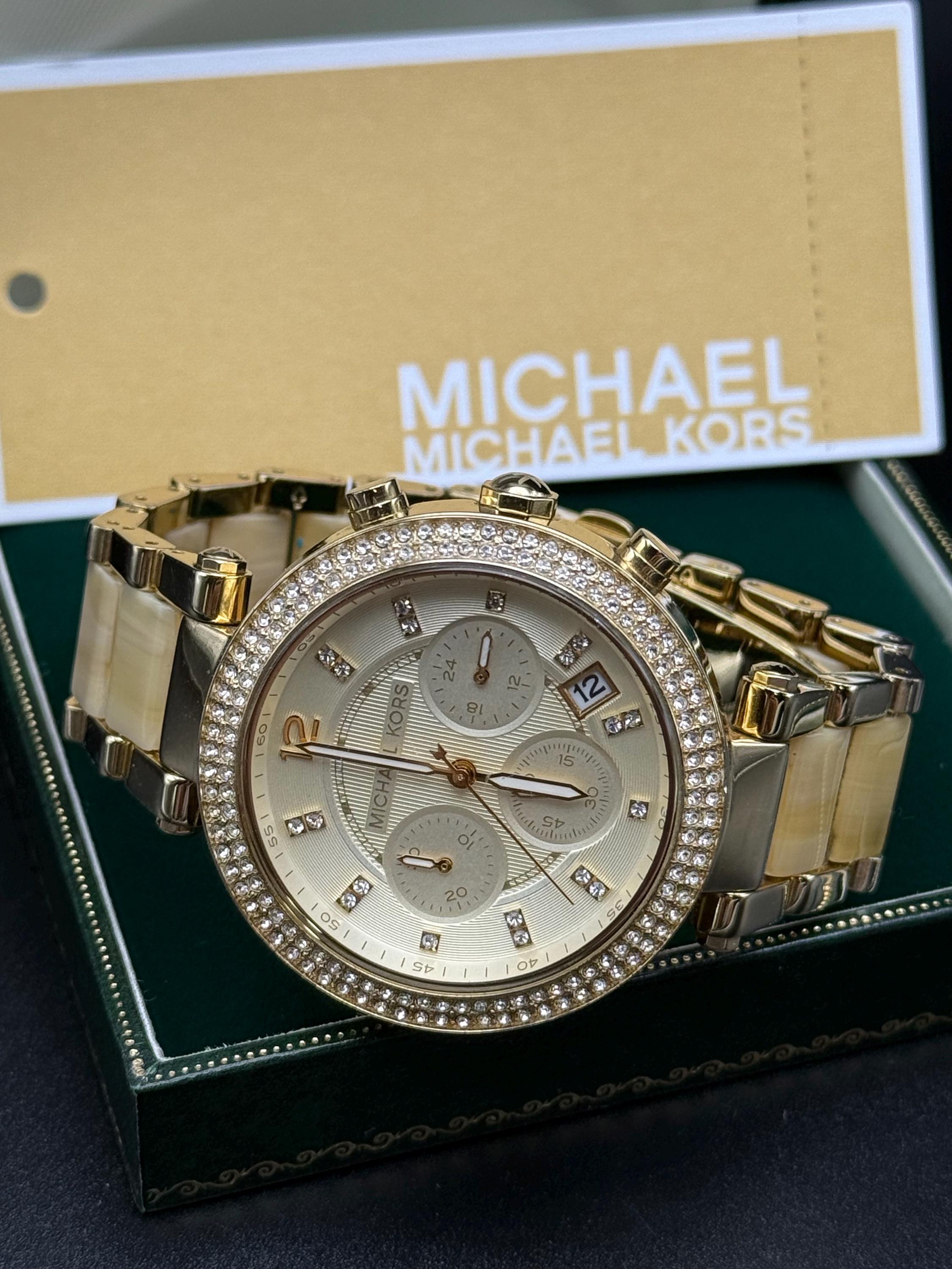 MICHAEL KORS Blakely Gold and Silver Hinged Watch with Crystal Details Michael Kors Alek Womens Pave Crystals Watch, Black Dial  main image 2
