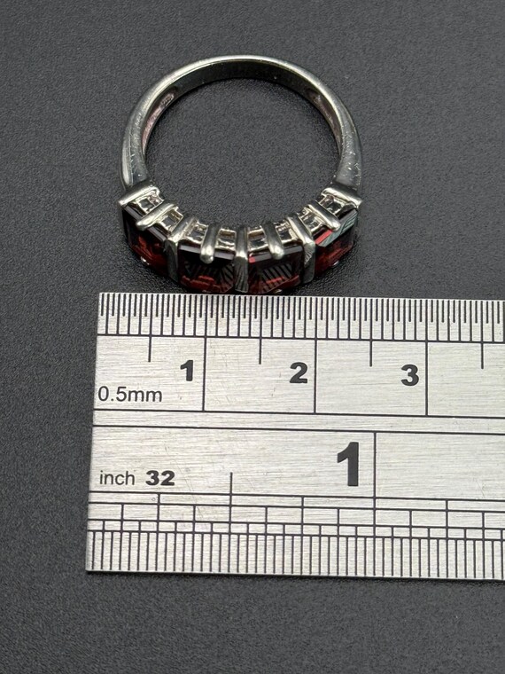 Vintage Garnet Gems Solid Sterling Silver ring Fo… - image 18