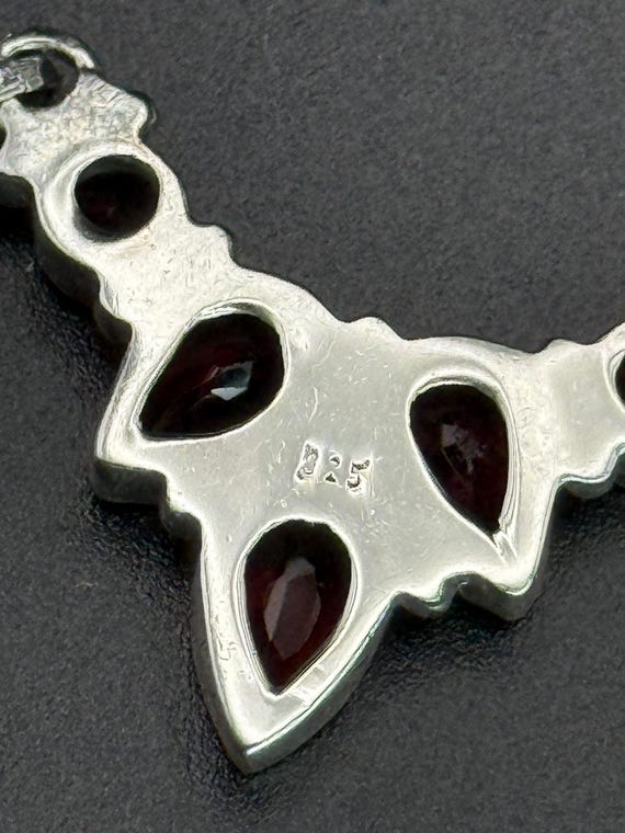 Vintage Garnet gemstones Solid Silver Necklace Wo… - image 9