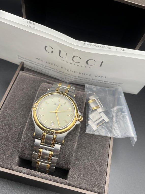 ヴィンテージ グッチ メンズ腕時計、ゴールドメッキステンレススチール